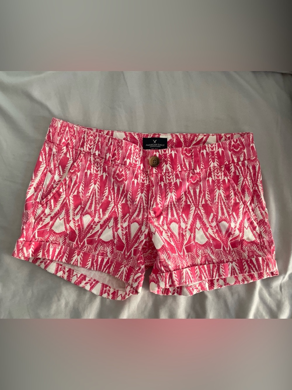 American Eagle Outfitters Pink Printed Cotton-Blend Shorts